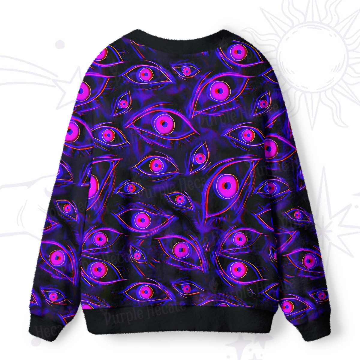 Purplehecate Psychedelic Eyes Ugly Cardigan Sweaters