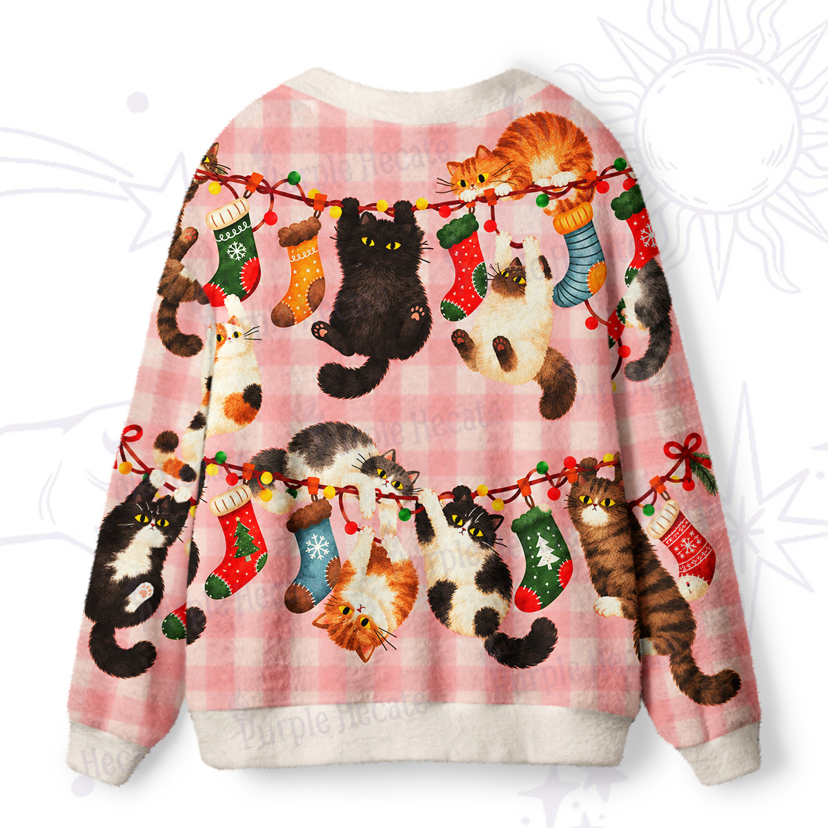 Purplehecate Christmas Stockings and Playful Cats Ugly Cardigan Sweaters