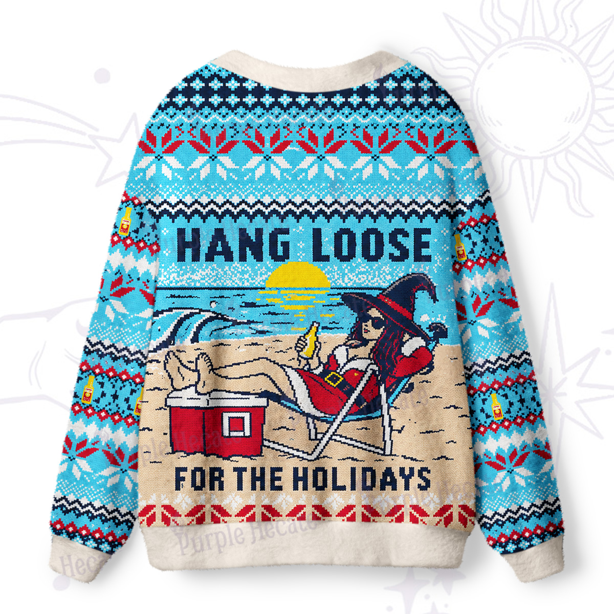 Purplehecate Hang Loose for the Holidays Witch Christmas Ugly Cardigan Sweaters