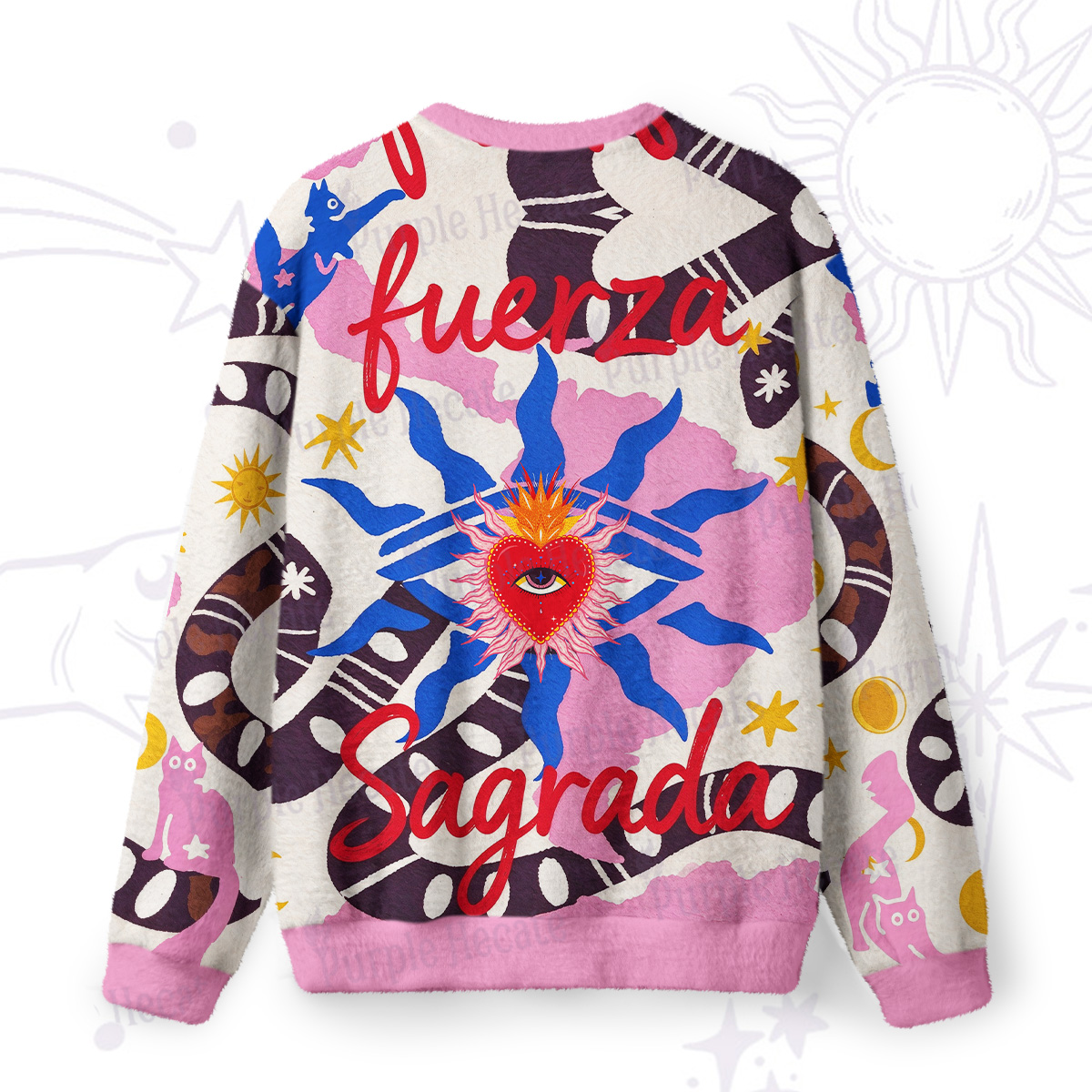 Purplehecate Sacred Heart Divine Power Fuzzy Ugly Sweatshirt