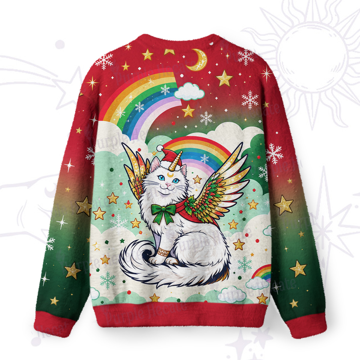 Purplehecate Fluffin Meowgical Christmas Fuzzy Ugly Sweatshirt