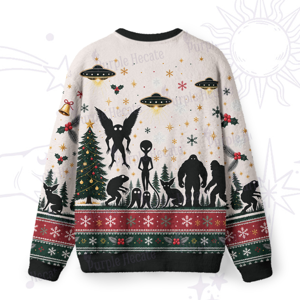 Purplehecate Alien Cryptid Encounter Fuzzy Ugly Sweatshirt