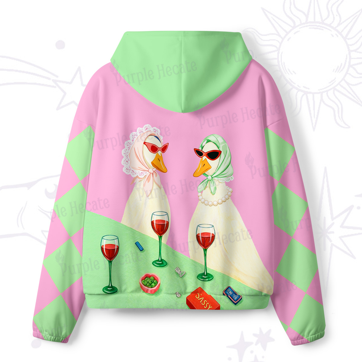 Purplehecate Tipsy Goose Wine Party All-Over Print Hoodie