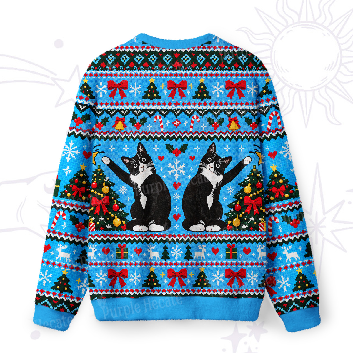 Purplehecate The Great Christmas Tree Cat-astrophe Fuzzy Ugly Sweatshirt