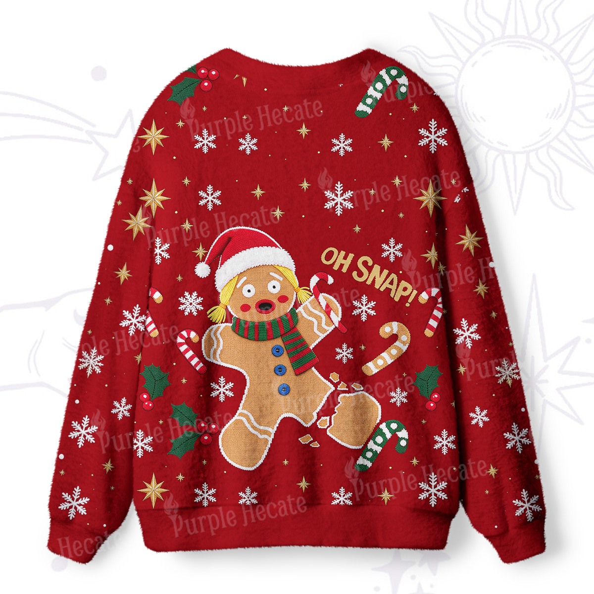 Purplehecate Oh Snap Gingerbread Man Christmas Ugly Cardigan Sweaters