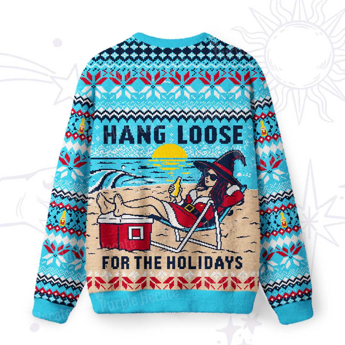 Purplehecate Hang Loose for the Holidays Witch Christmas Fuzzy Ugly Sweatshirt