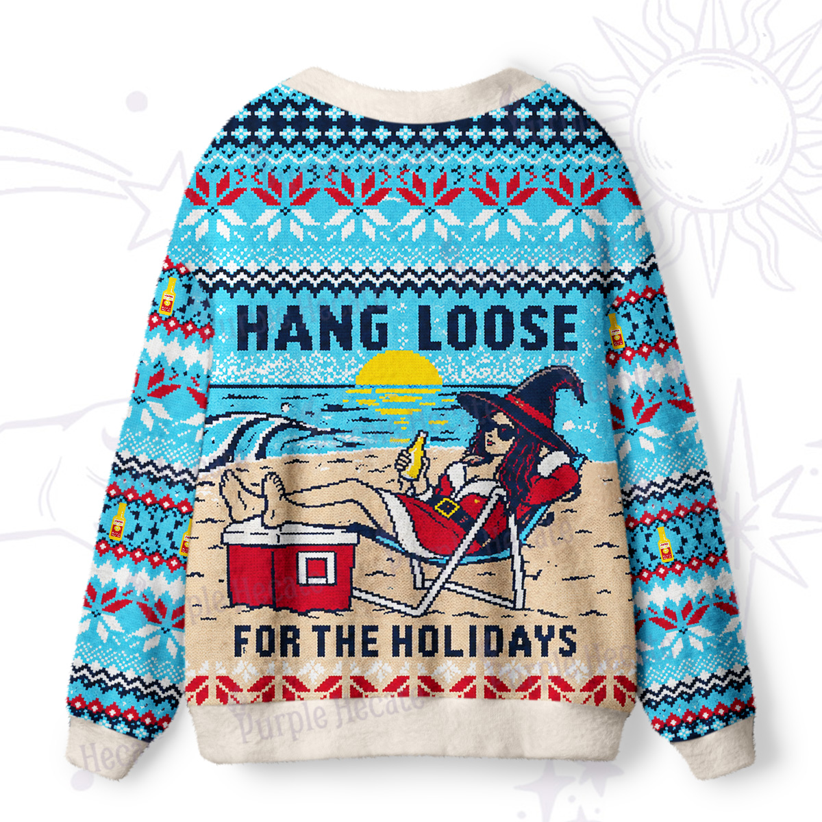 Purplehecate Hang Loose for the Holidays Witch Christmas Ugly Cardigan Sweaters