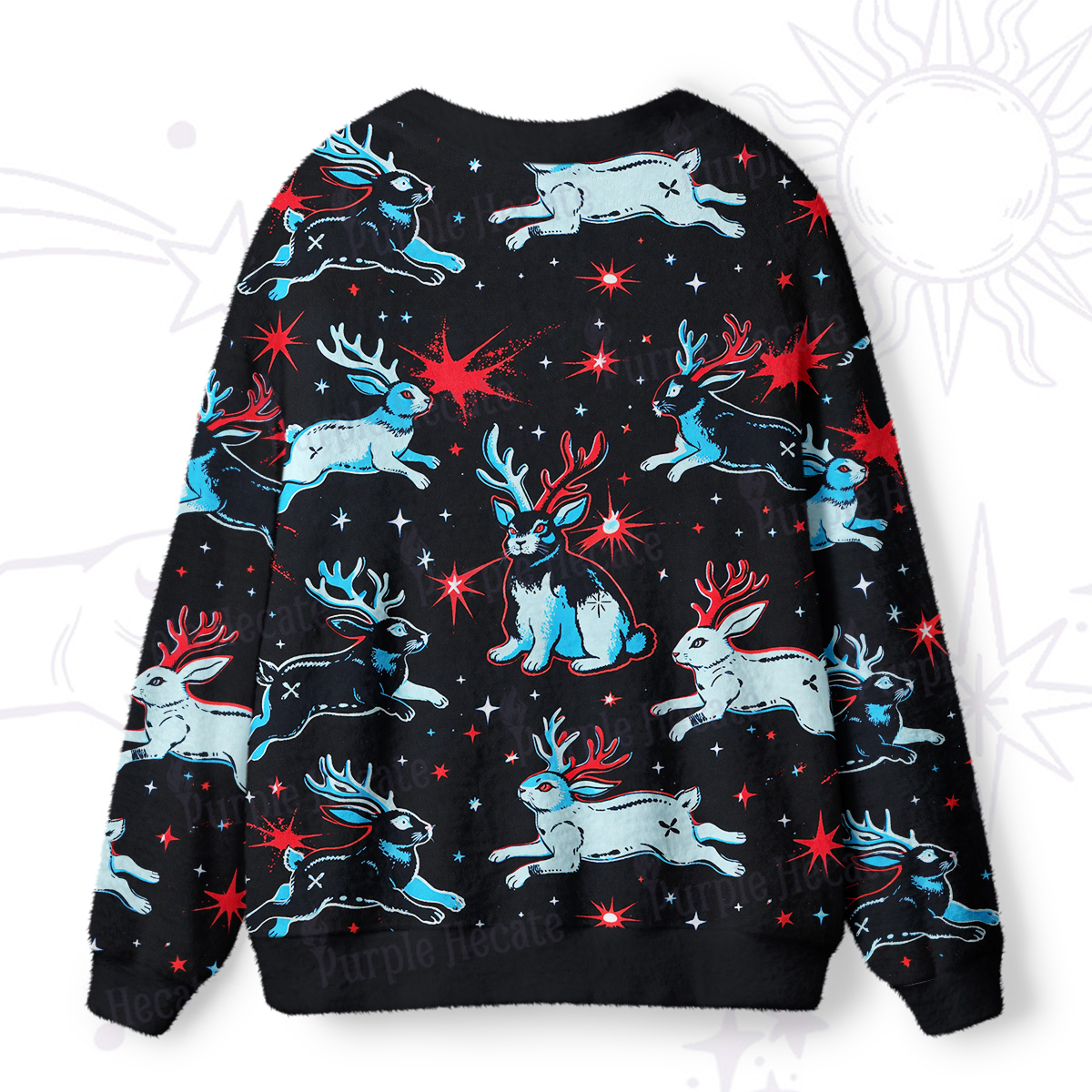 Purplehecate Mystical Jackalope Ugly Cardigan Sweaters