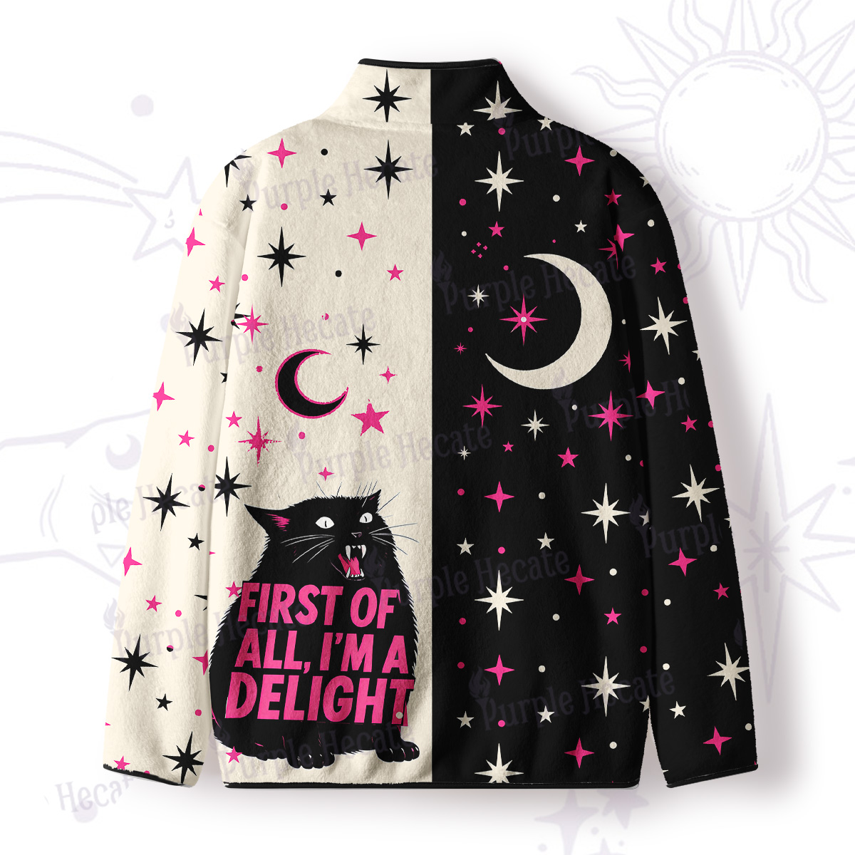 Purplehecate First Of All I'm A Delight Cat Full Zip Fleece Jacket