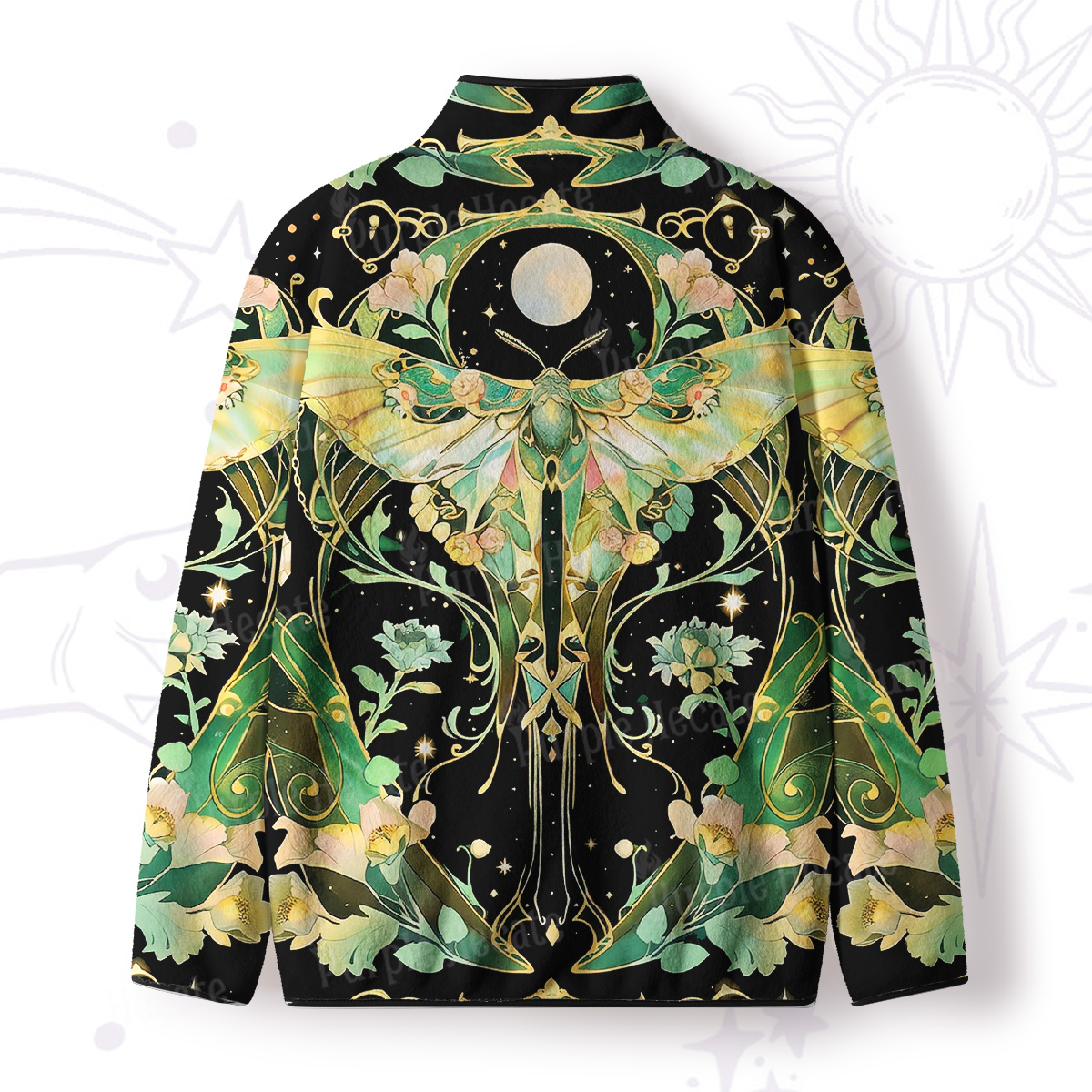Purplehecate Moon Moth Rave Full Zip Fleece Jacket