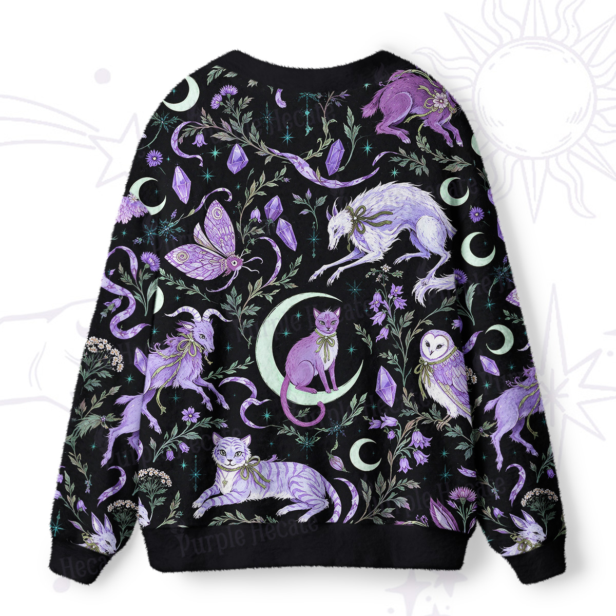 Purplehecate Mystical Forest Creatures Ugly Cardigan Sweaters