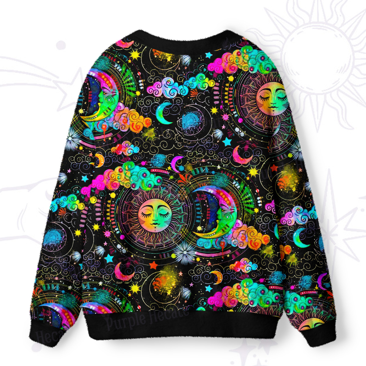Purplehecate Stargazer Celestial Sun & Moon Ugly Cardigan Sweaters