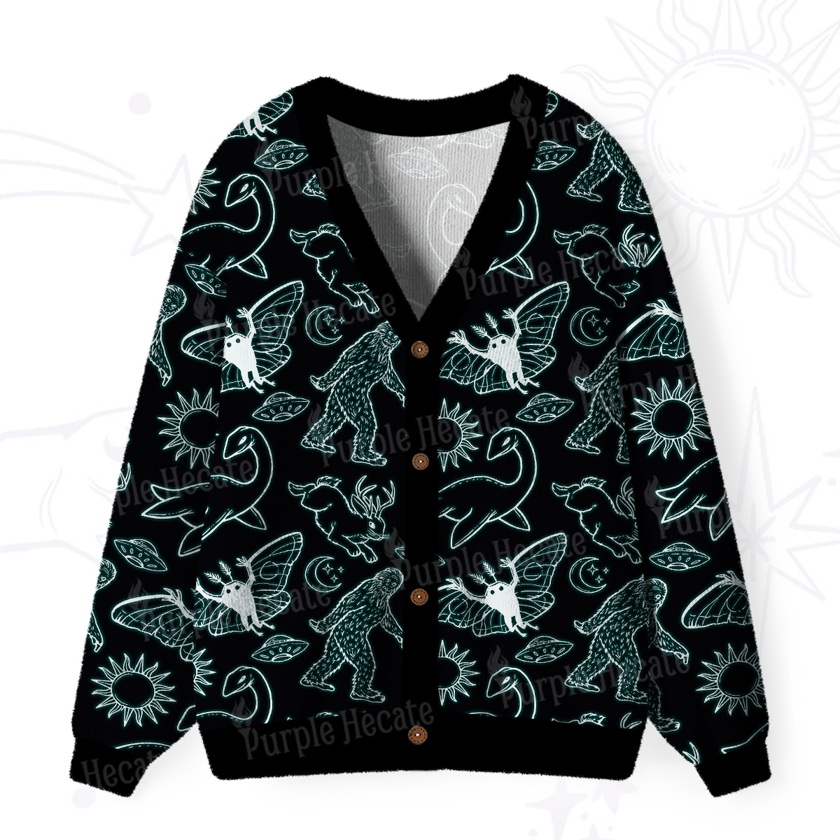 Purplehecate Cryptid Ugly Cardigan Sweaters