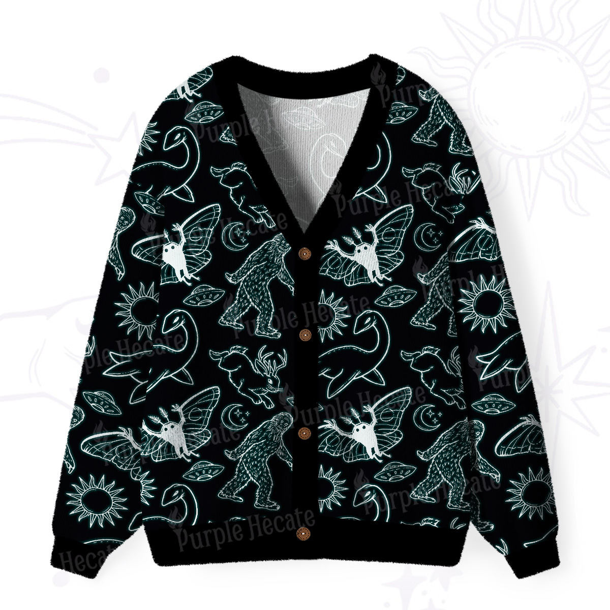 Purplehecate Cryptid Ugly Cardigan Sweaters