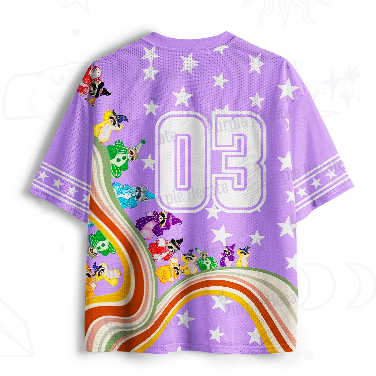 Purplehecate Rainbow Raccoon Star Mesh Jersey