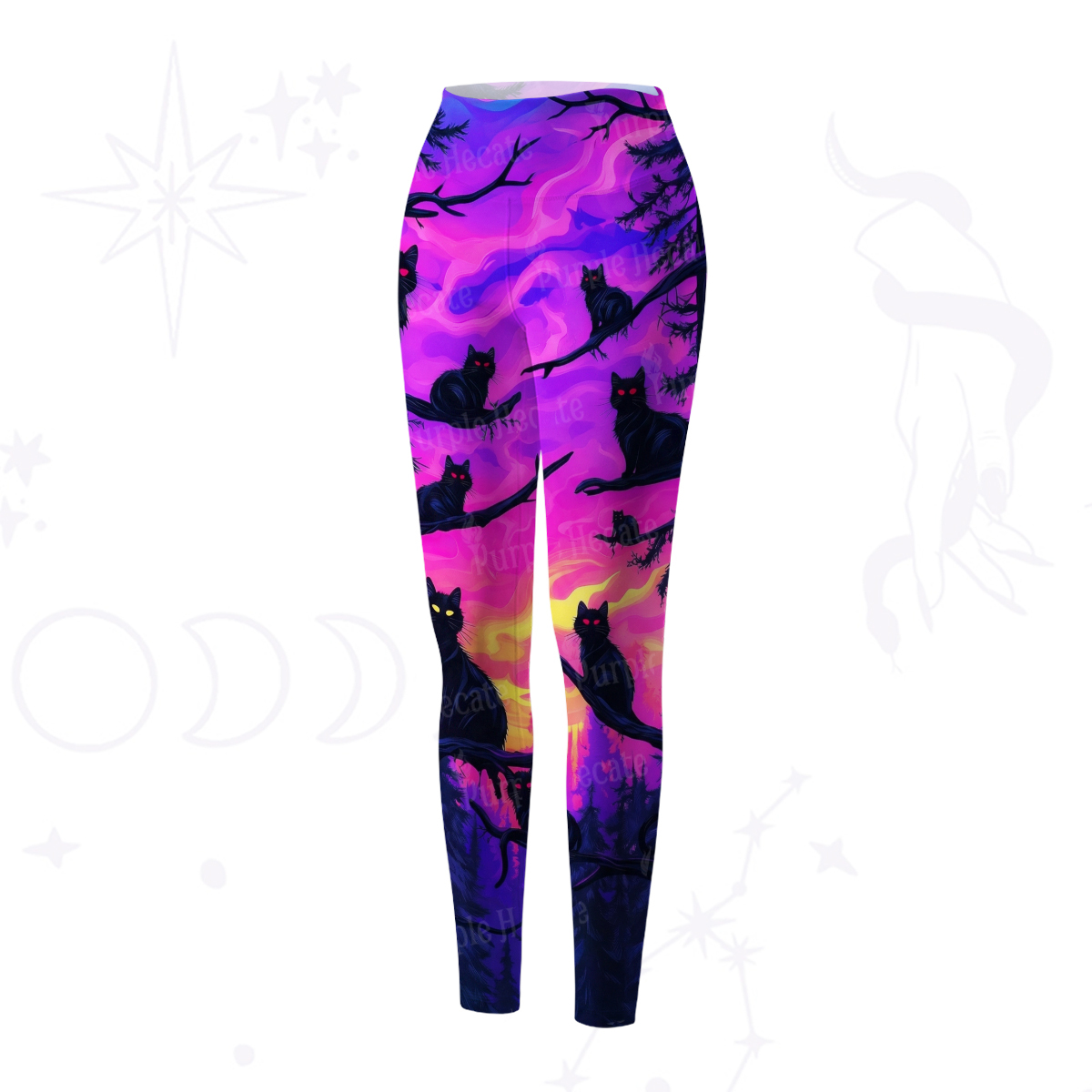 Purplehecate Twilight Forest Guardian Cat Yoga Pants