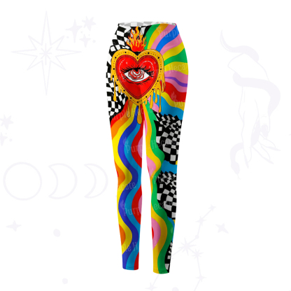 Purplehecate Trippy Rainbow Heart Eye Yoga Pants