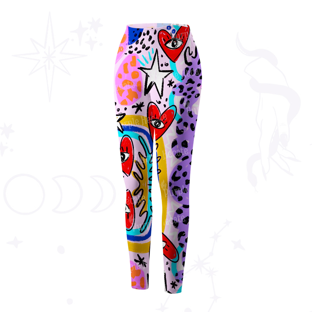 Purplehecate Cosmic Love Eyes Graffiti Yoga Pants