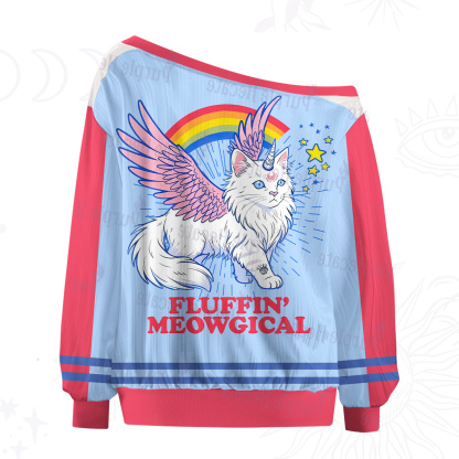 Purplehecate Fluffin Meowgical Off The Shoulder Graphic Jersey