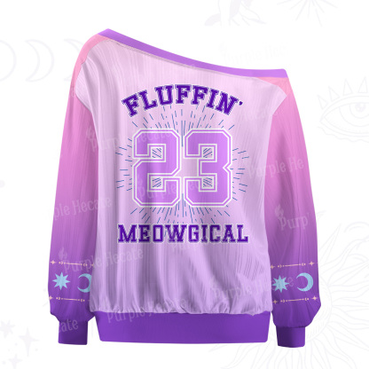 Purplehecate Fluffin Meowgical Off The Shoulder Graphic Jersey