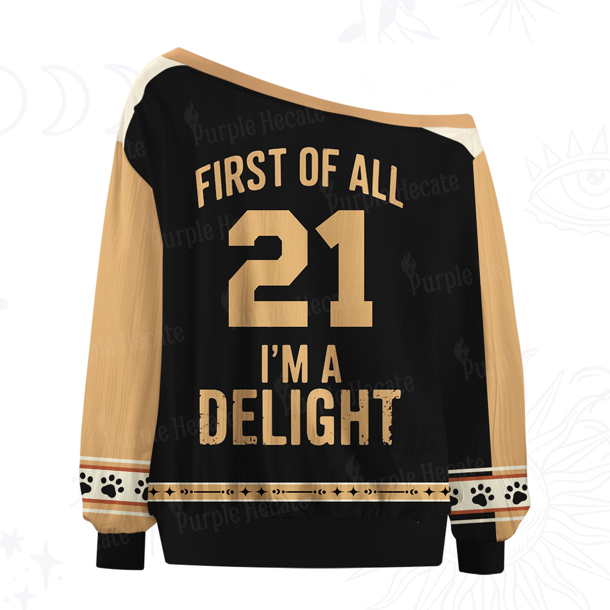 Purplehecate First Of All I'm A Delight Cat Off The Shoulder Graphic Jersey