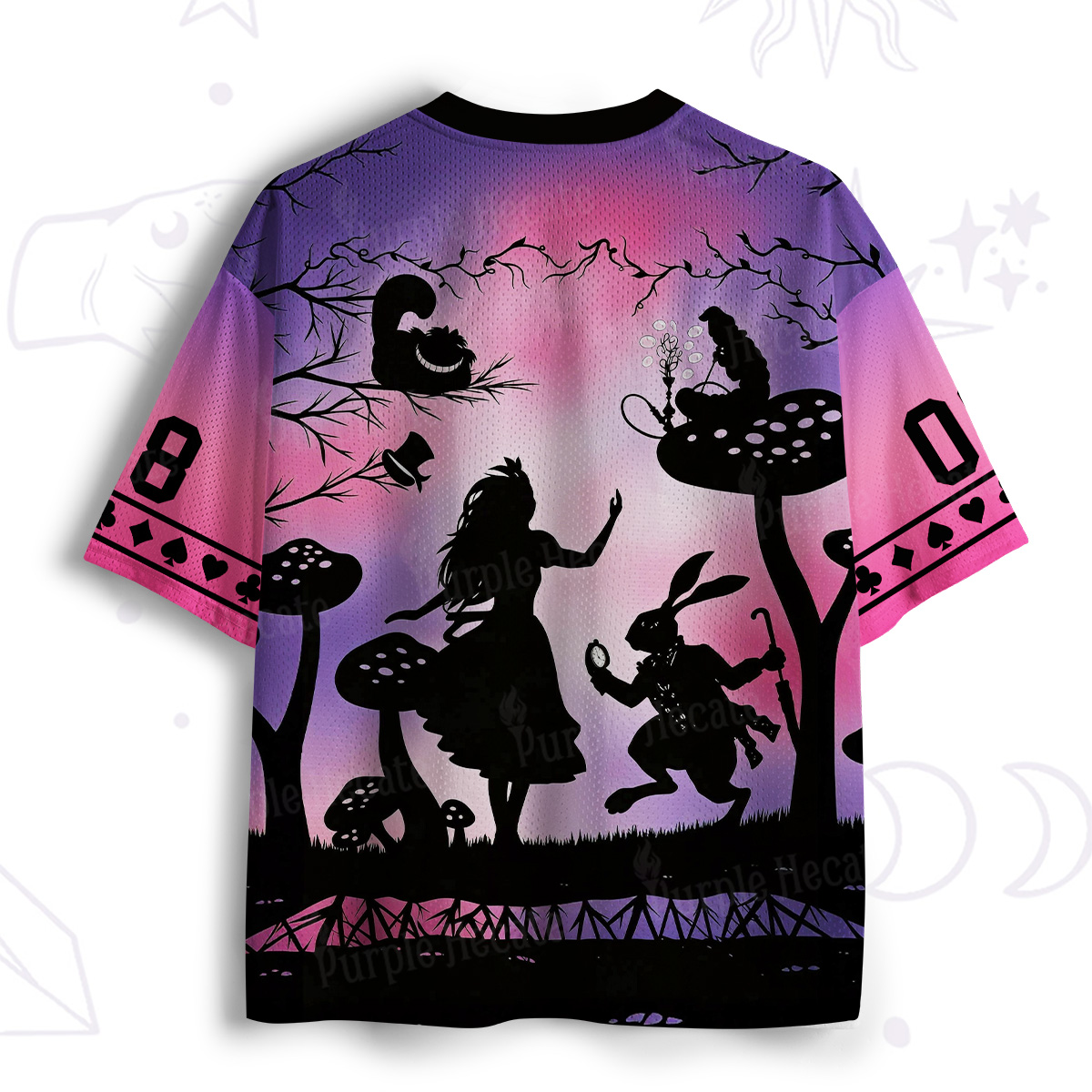 Purplehecate Whimsical Wonderland Mushroom Silhouette Mesh Jersey
