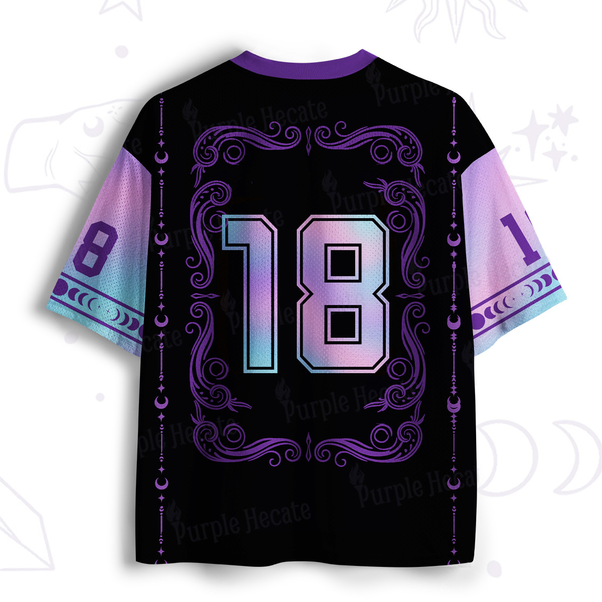 Purplehecate Moonlit Witch Cat Silhouette Mesh Jersey
