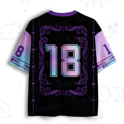 Purplehecate Moonlit Witch Cat Silhouette Mesh Jersey