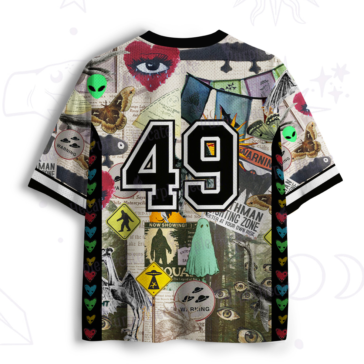 Purplehecate Cryptid Warning Collage Mesh Jersey