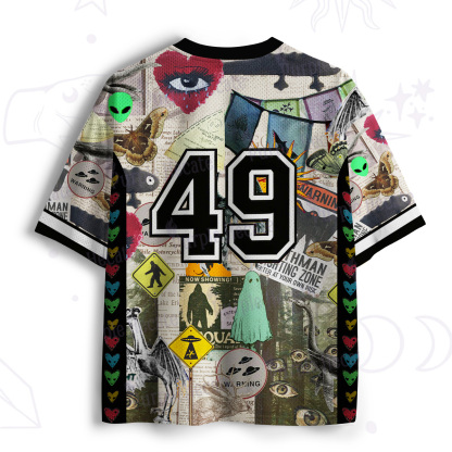 Purplehecate Cryptid Warning Collage Mesh Jersey