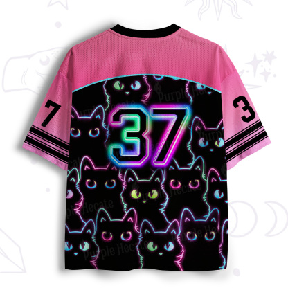 Purplehecate Neon Glow Stacked Cats Mesh Jersey