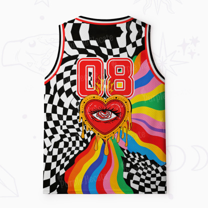 Purplehecate Trippy Rainbow Heart Eye Mesh Jersey Tank Top