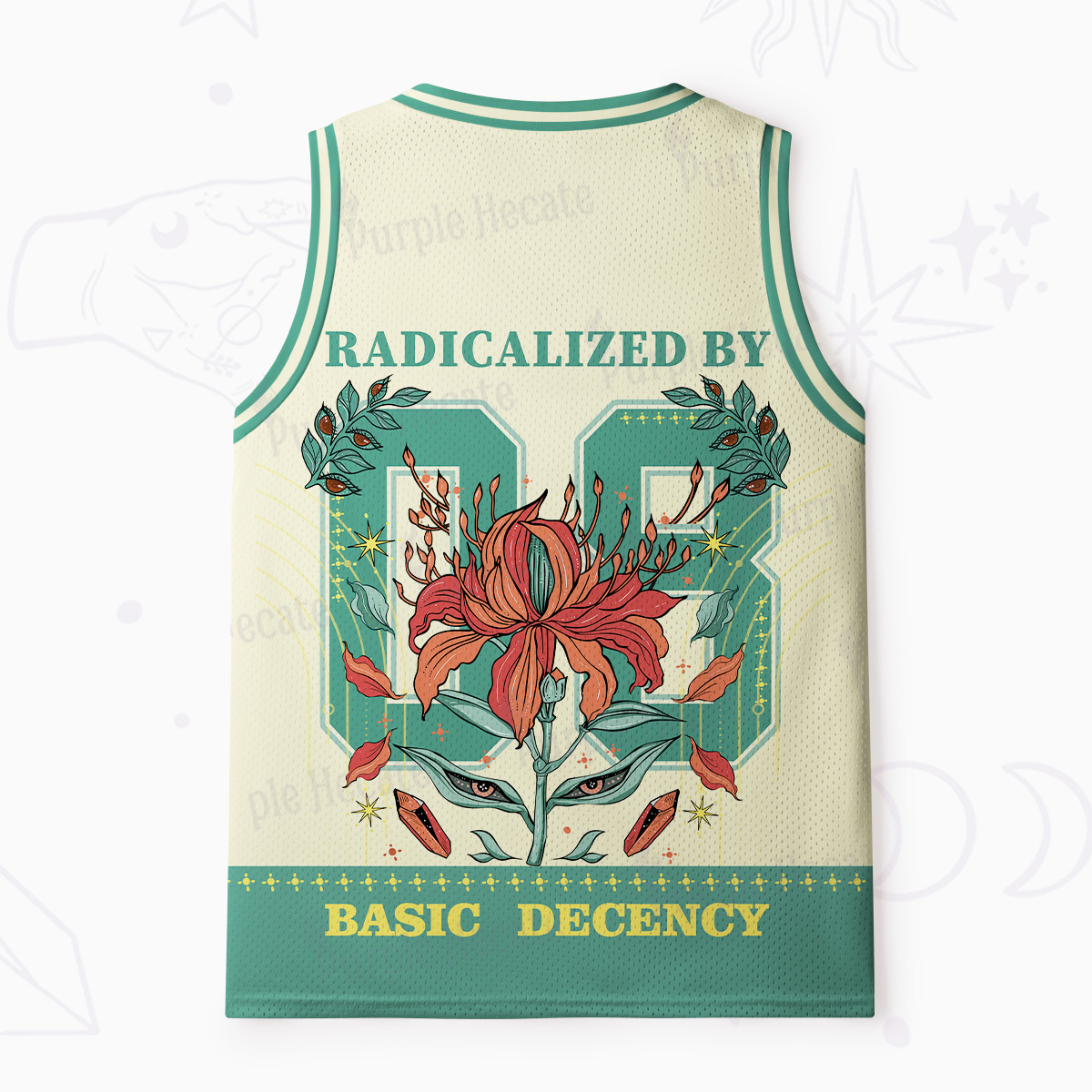 Purplehecate Radicalized By Basic Decency Mesh Jersey Tank Top