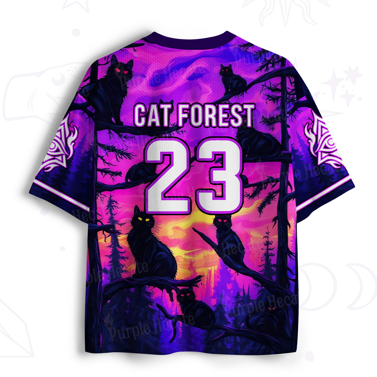 Purplehecate Twilight Forest Guardian Cat Mesh Jersey