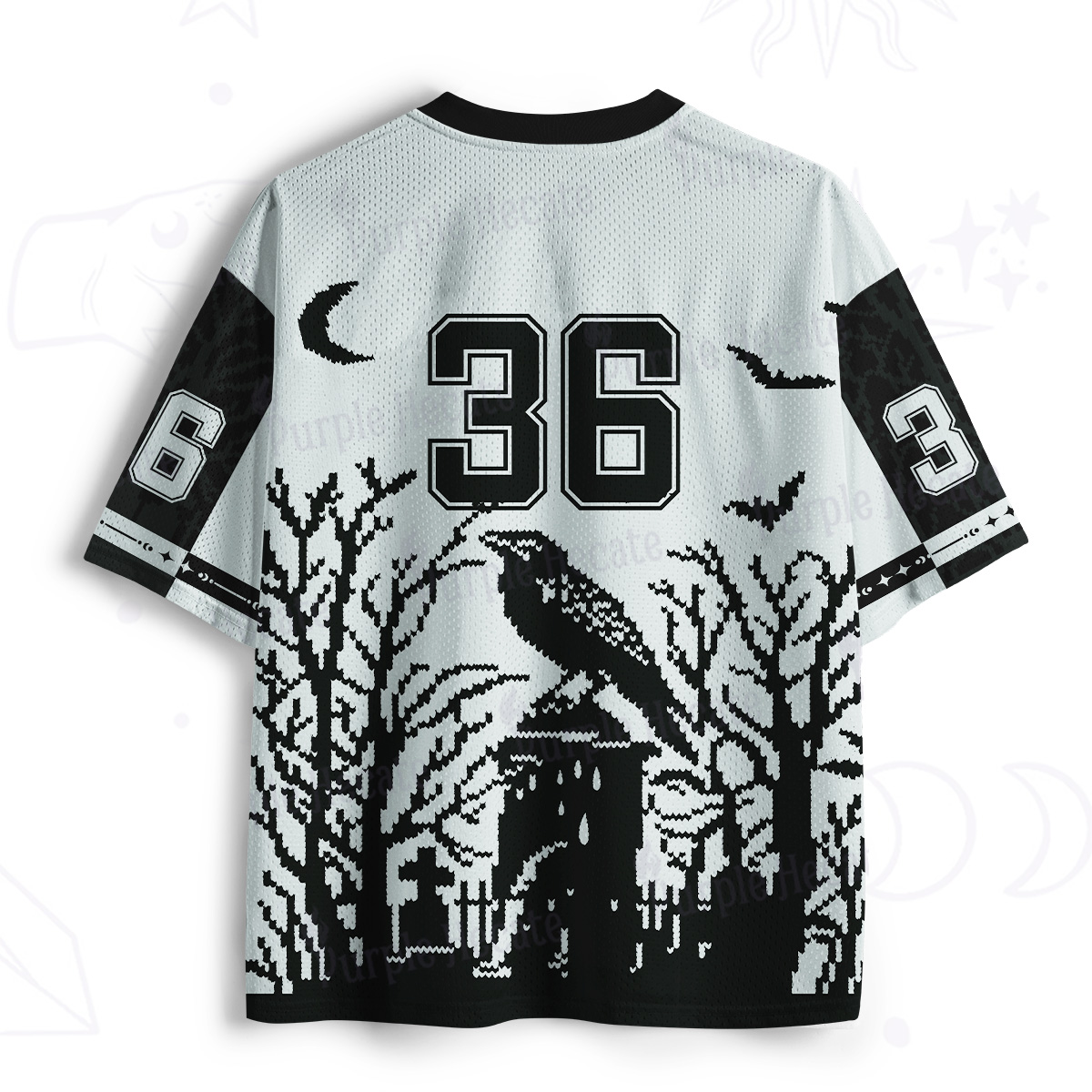 Purplehecate Ravens Over the Spooky Graveyard Mesh Jersey