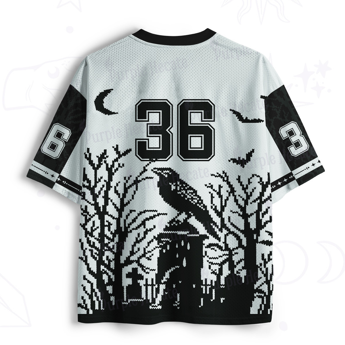 Purplehecate Ravens Over the Spooky Graveyard Mesh Jersey