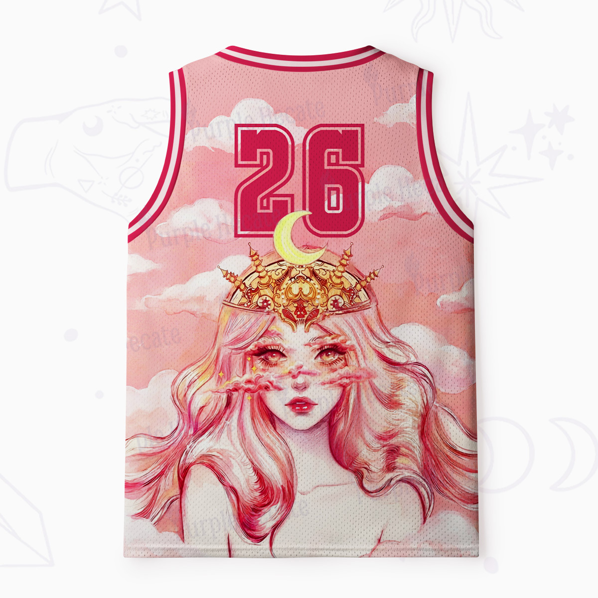 Purplehecate Pink Moon Goddess Witchy Mesh Jersey Tank Top