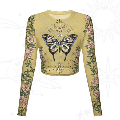 Purplehecate Magical Soul Mesh Long Sleeve Crop Top