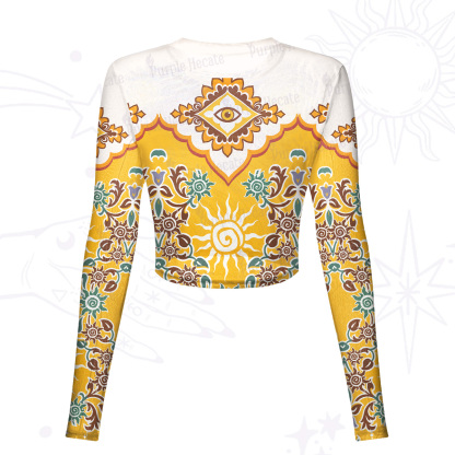 Purplehecate Solar Whispers Witch Mesh Long Sleeve Crop Top