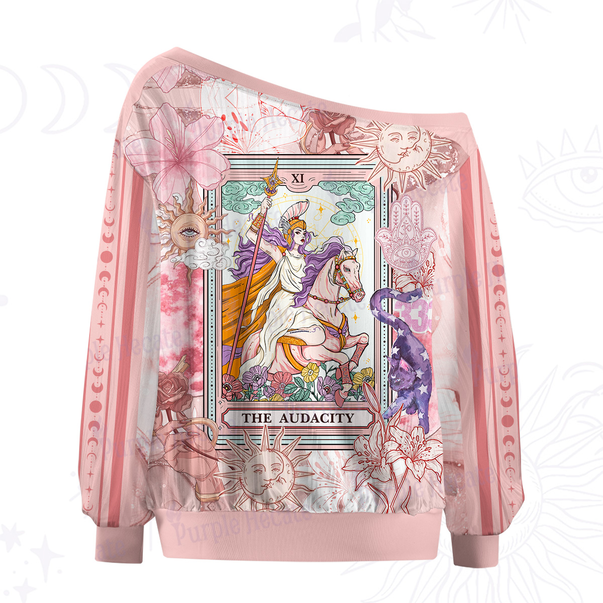 Purplehecate The Audacity Tarot Card Off The Shoulder Graphic Jersey