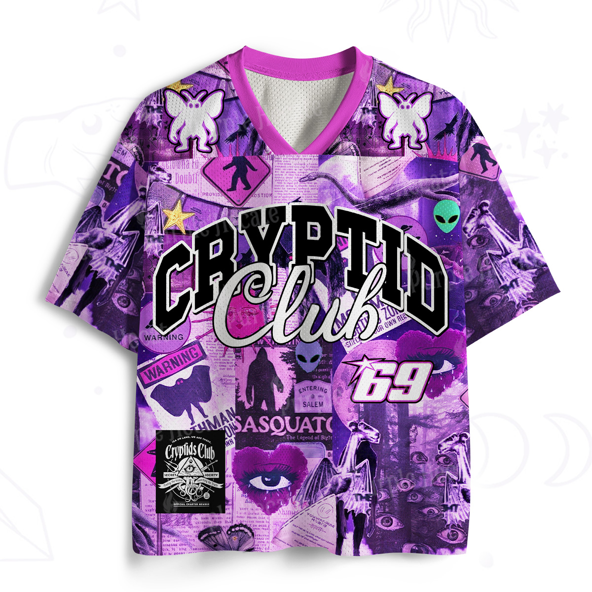 Purplehecate Cryptid Warning Collage Mesh Jersey
