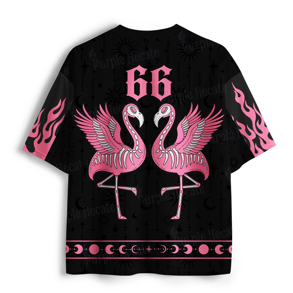 Purplehecate Witchy Pink Flamingo Skull Mesh Jersey