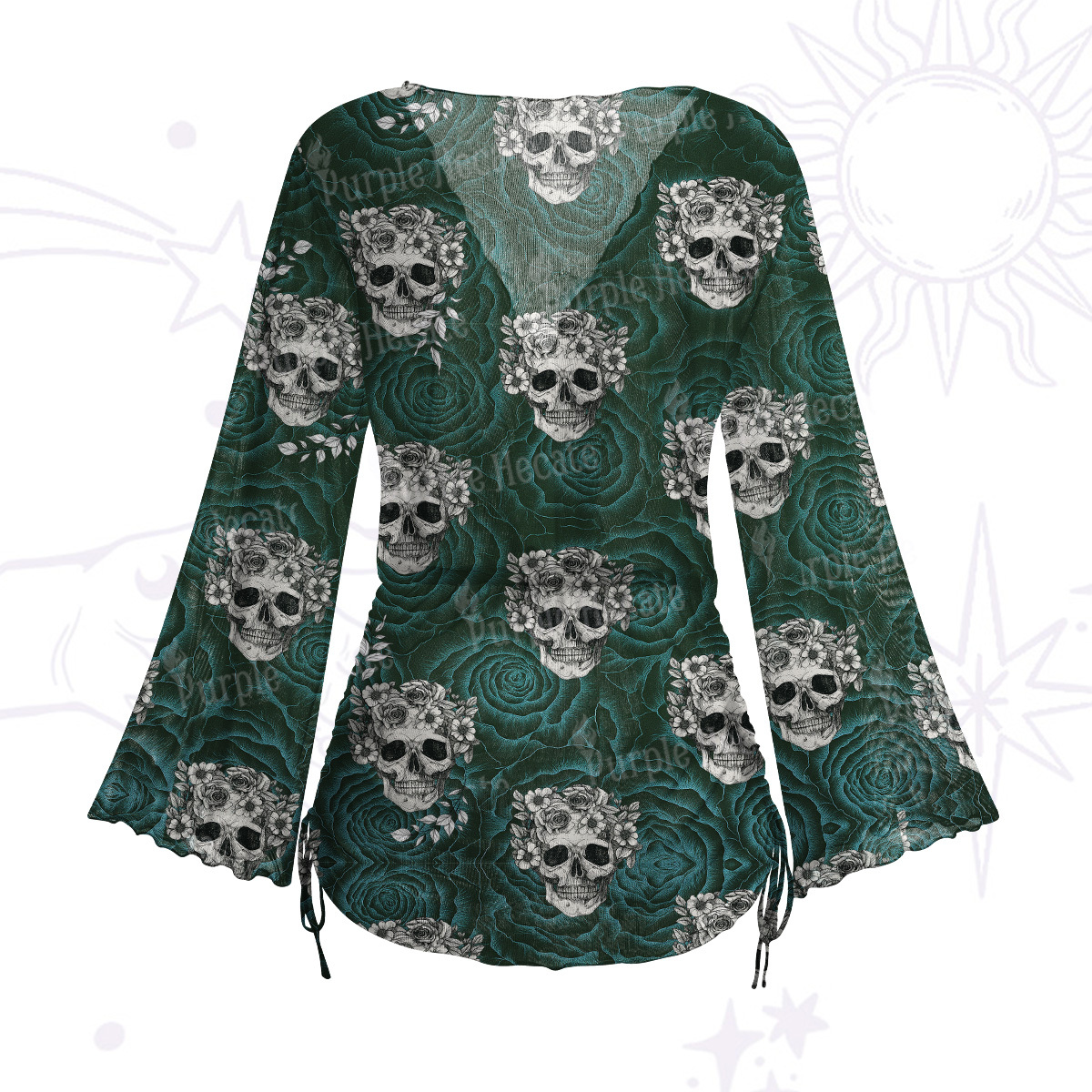 Purplehecate Rose Skull Mesh Cover Up Dress