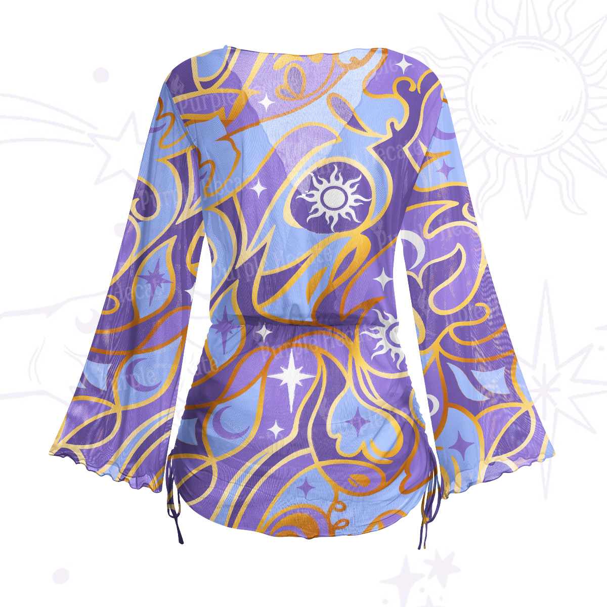 Purplehecate Divination Night Print Mesh Cover Up Dress