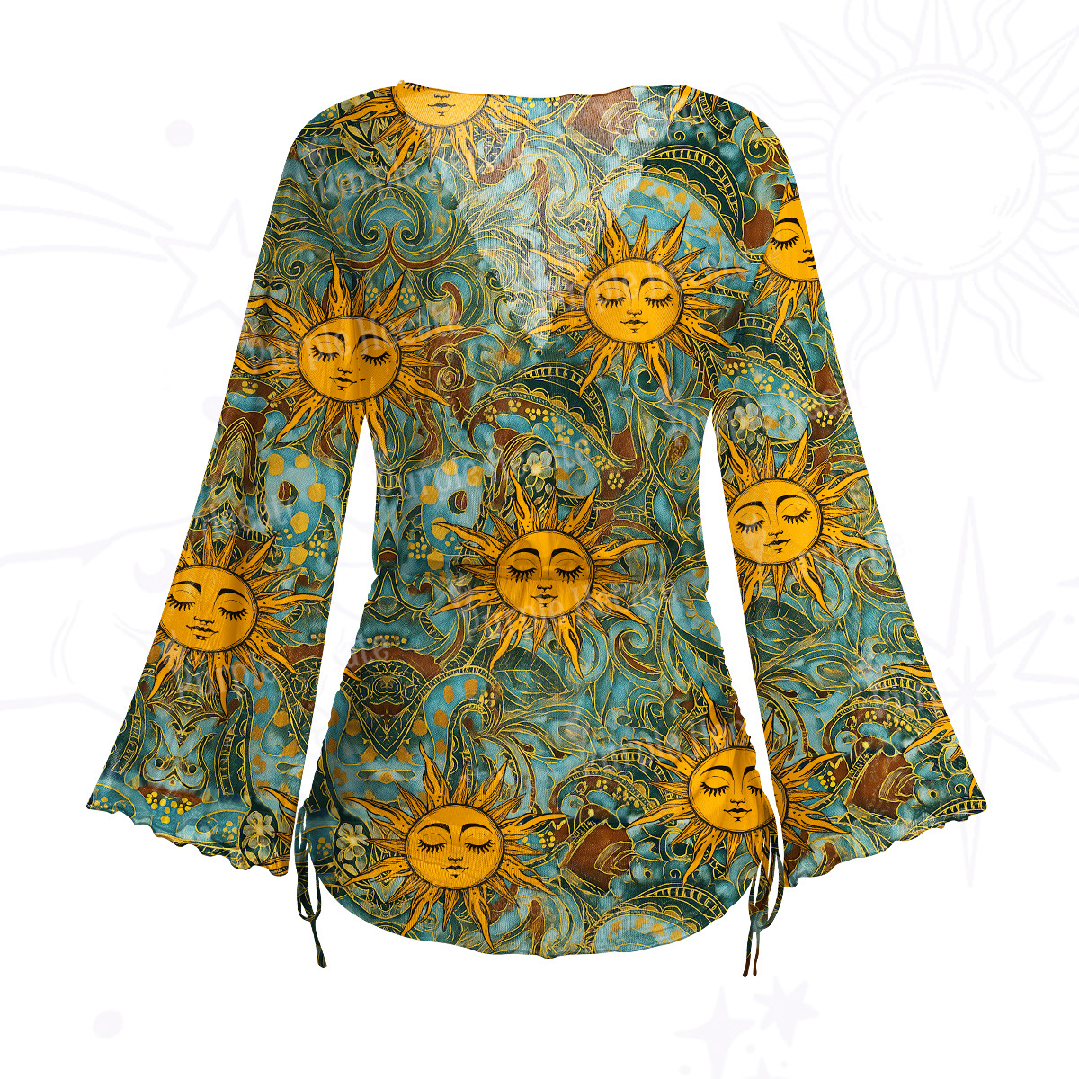 Purplehecate Golden Sun Wheel Mesh Cover Up Dress