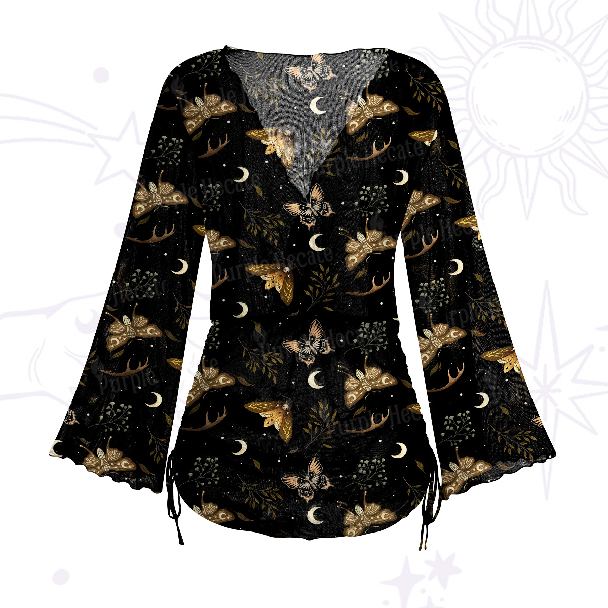 Purplehecate Moth Moon Mesh Cover Up Dress