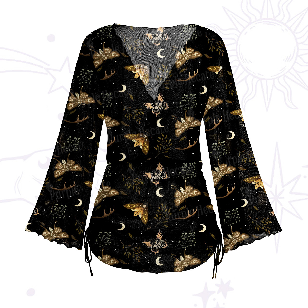 Purplehecate Moth Moon Mesh Cover Up Dress