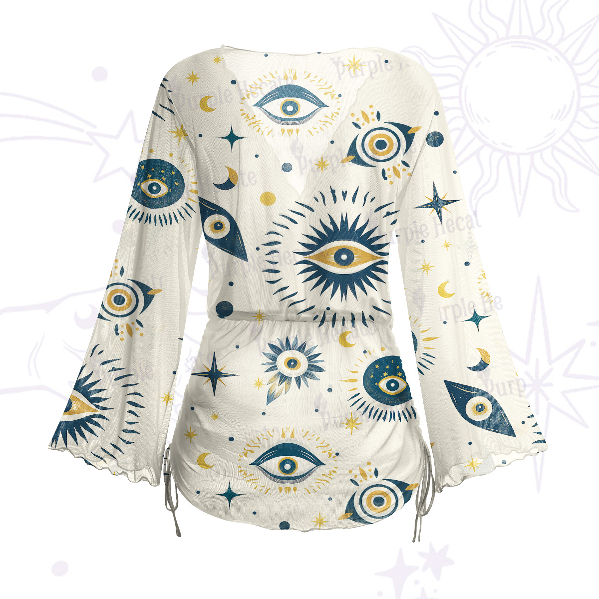 Purplehecate Evil Eye Tribal Mesh Cover Up Dress