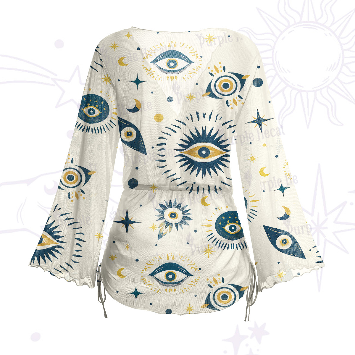 Purplehecate Evil Eye Tribal Mesh Cover Up Dress