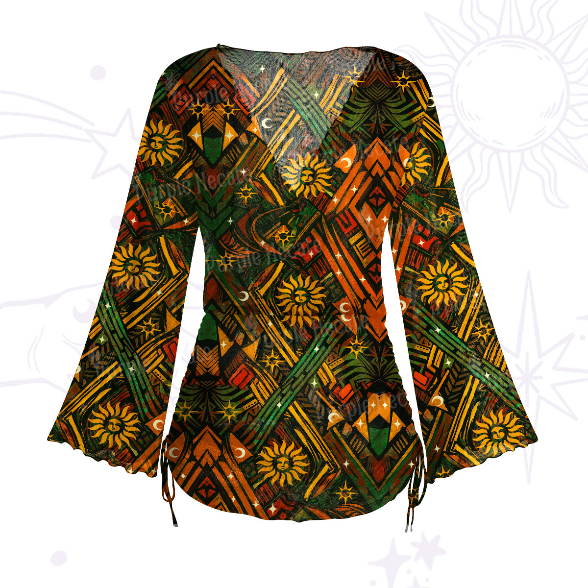 Purplehecate Boho Tribal Sun Mesh Cover Up Dress